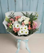 Букет цветов из:  Розы, Лизиантусы и Хризантемы в Калья