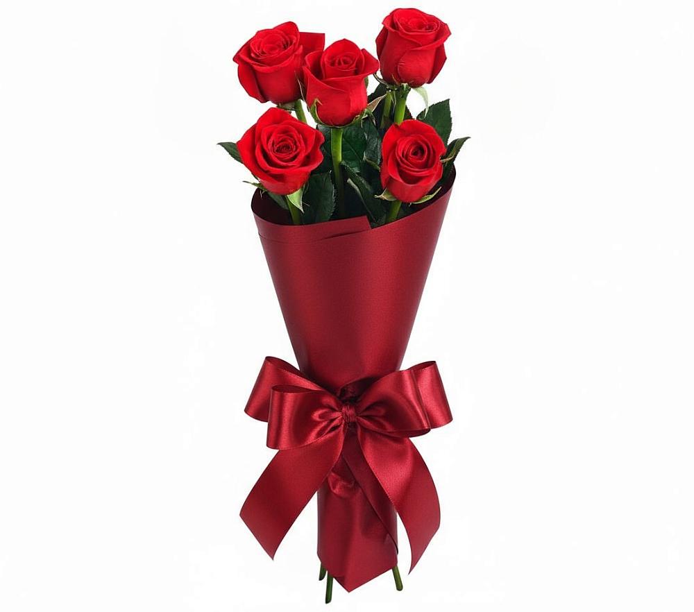 Букет 5 Красных роз Эдлесс Лав в Калья