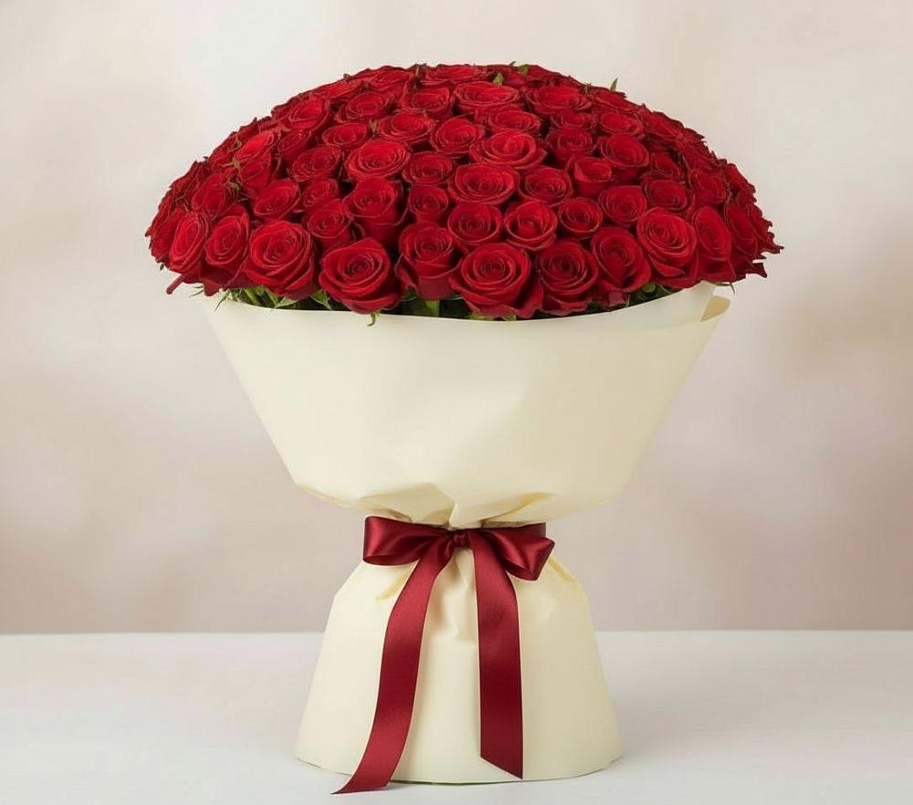 Букет 101 Красная роза Милано в Калья
