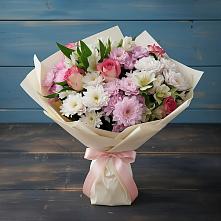 Букет цветов из:  Хризантемы, Альстромерии и Розы в Калья