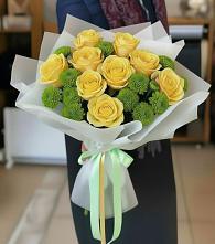 Букет цветов из:  Хризантемы и Розы в Калья