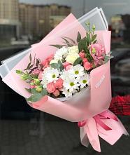 Букет цветов из:  Розы, Лизиантусы и Хризантемы в Калья