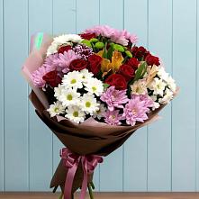 Букет цветов из:  Розы, Хризантемы и Альстромерии в Калья