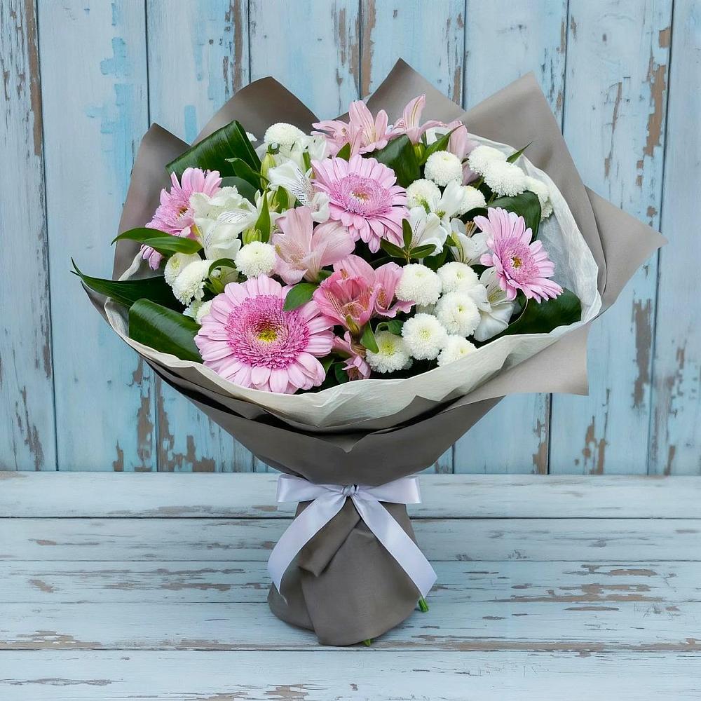 Букет цветов из: Герберы, Альстромерии и Хризантемы в Калья