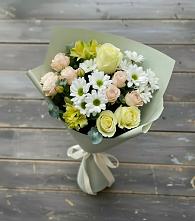 Букет цветов из:  Альстромерии, Розы и Хризантемы в Калья