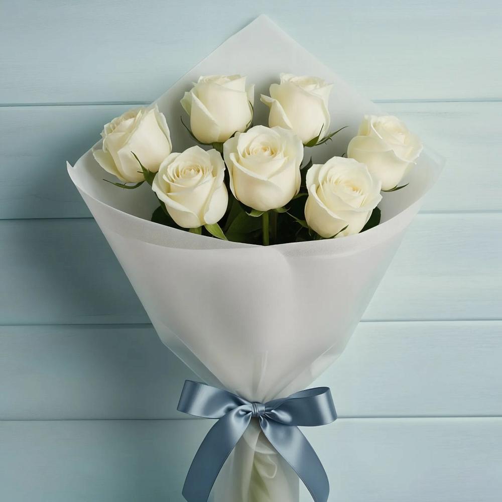 Букет 7 Белых роз Эдлесс Лав в Калья
